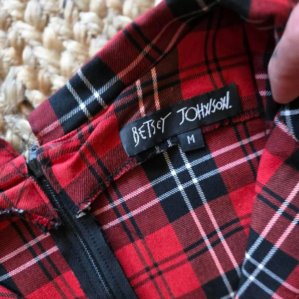Vintage Betsey Johnson Red and Black Plaid Dress - Picture 4 of 8